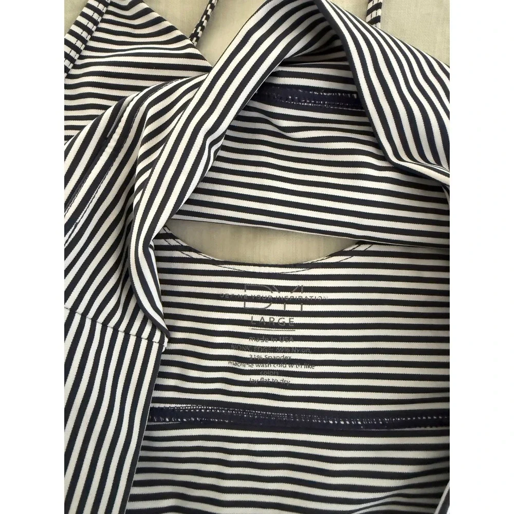 DYI Define Your Inspiration Stripe‎ Legging Set L Navy White Made USA NWOT